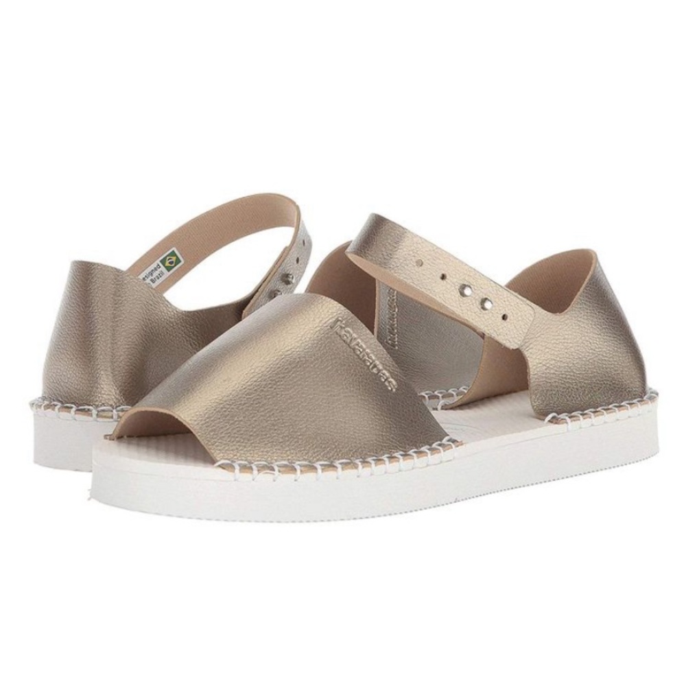 Havaianas Womens Flatform Fashion Espadrille Platform Shoes Golden
